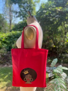 Red Afro Queen Canvas Tote Bag