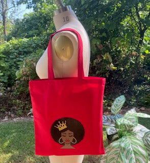 Red Afro Queen Canvas Tote Bag