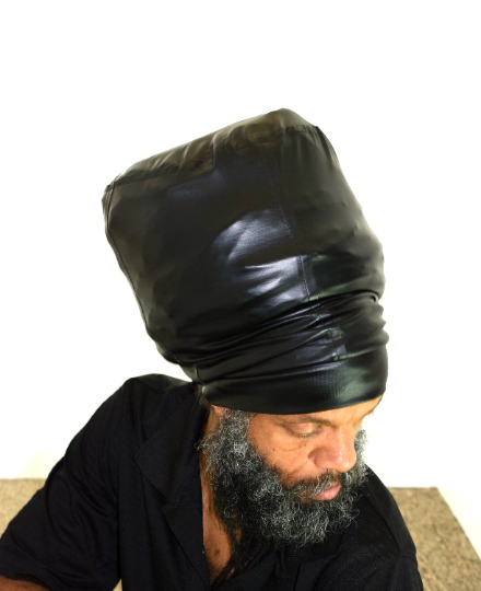 Black Pleather Stretch Hat