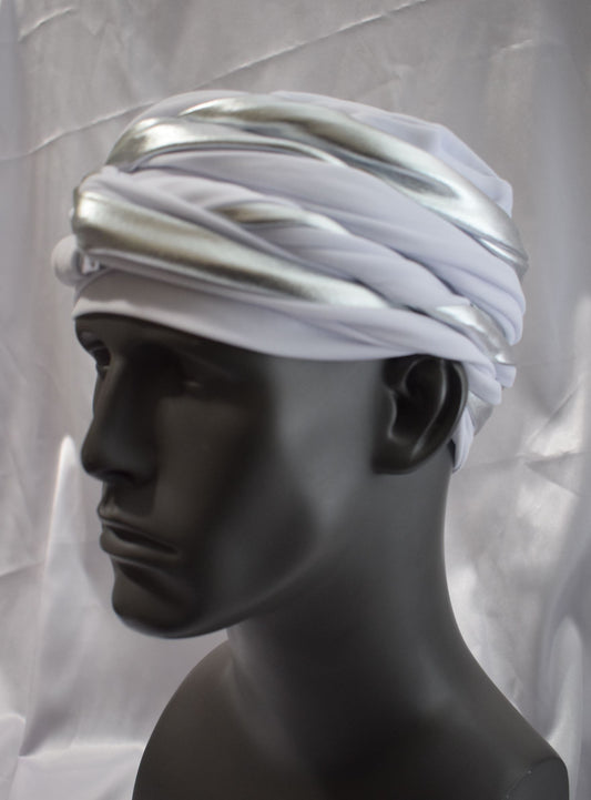 The King White n Silver EZ PZ Turban