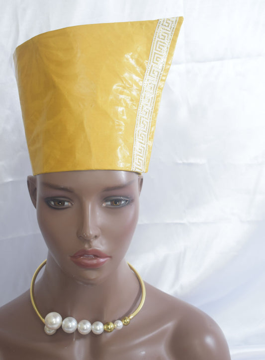 Gold African Brocade Wrap Around Hat