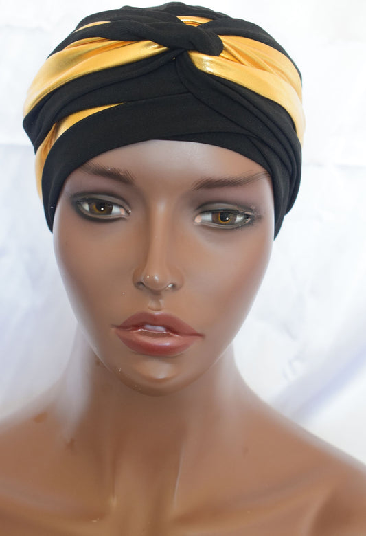 The Queen Black n Gold EZ PZ Turban