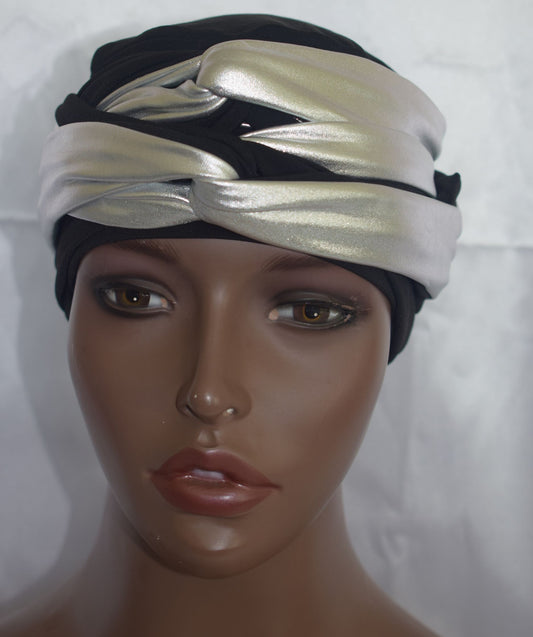 The Queen Black n Silver EZ PZ Turban