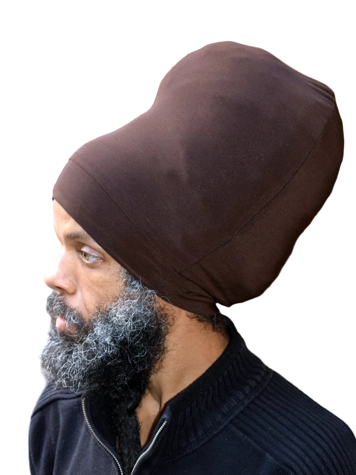 Brown Stretch Hat- Side View.