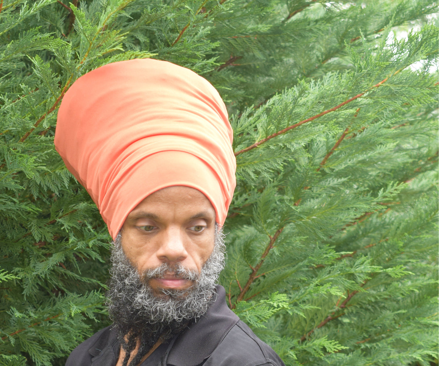 Orange stretch hat - front view.