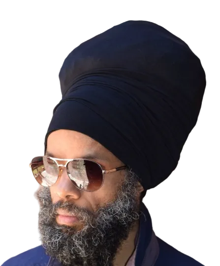 black EZ wrap headwear, which is a turban style