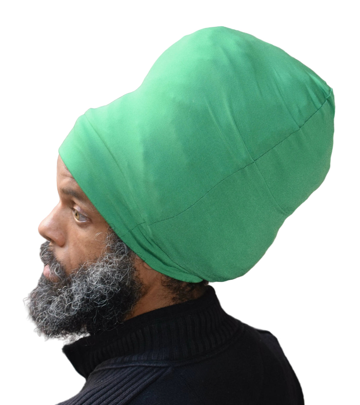 Emerald Green stretch hat - side view.