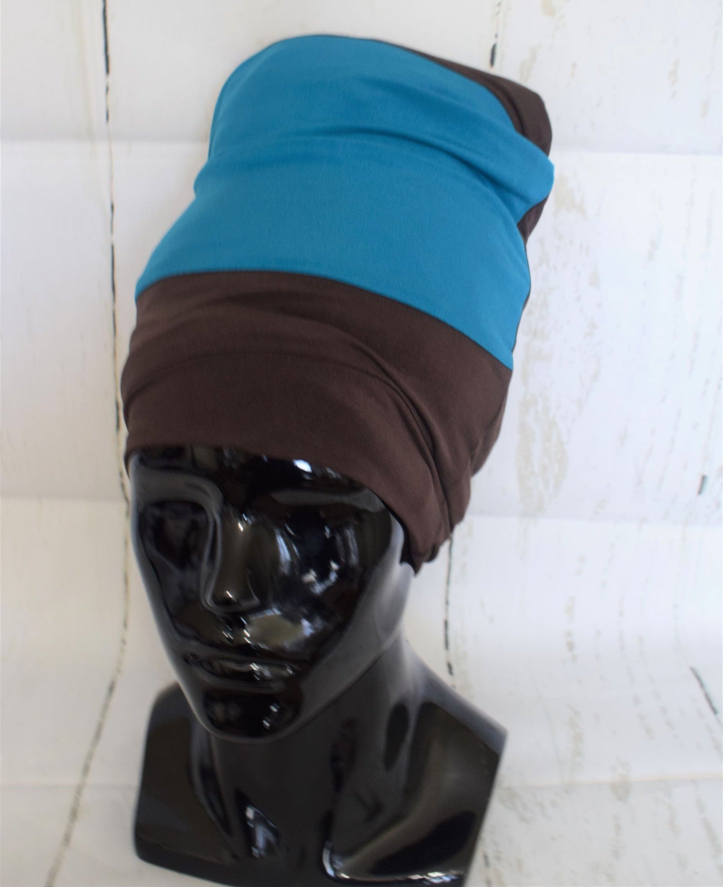 Turquoise n Brown Stretch Hat