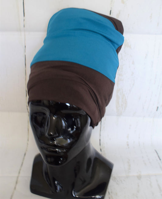 Turquoise n Brown Stretch Hat