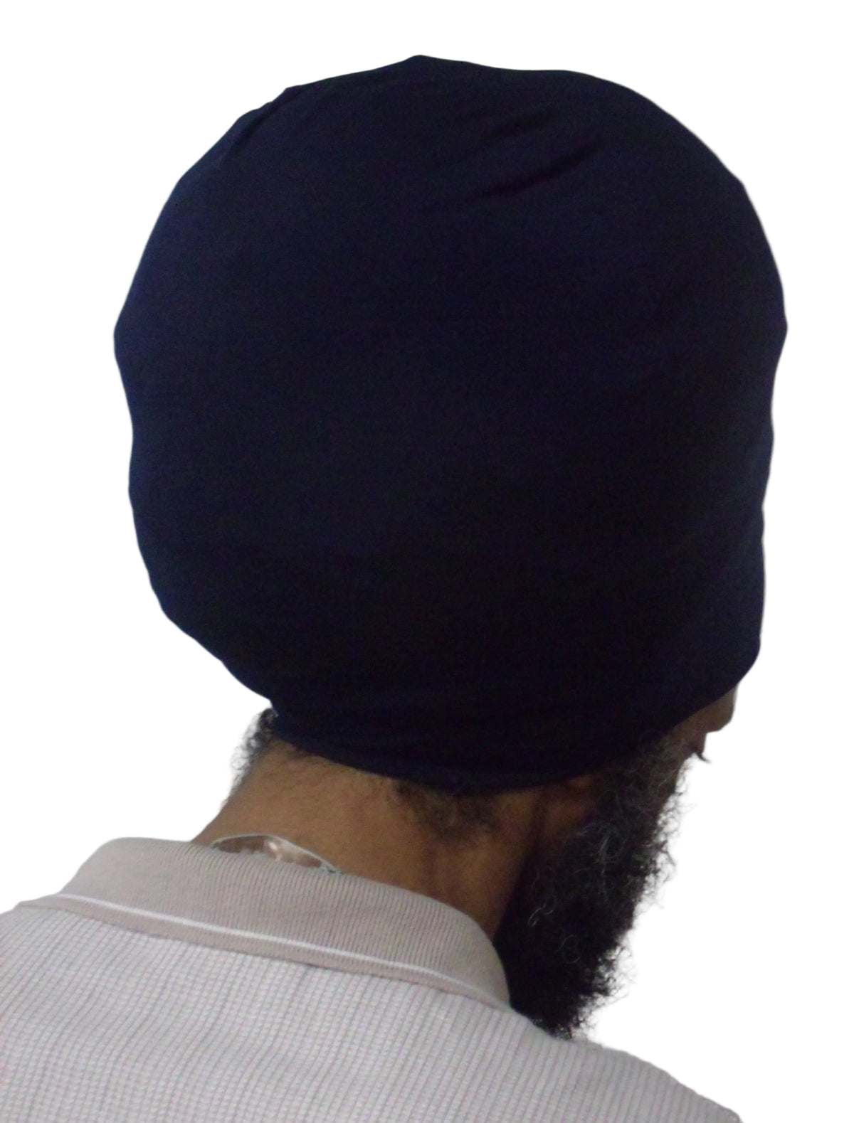 Navy stretch hat - back view.