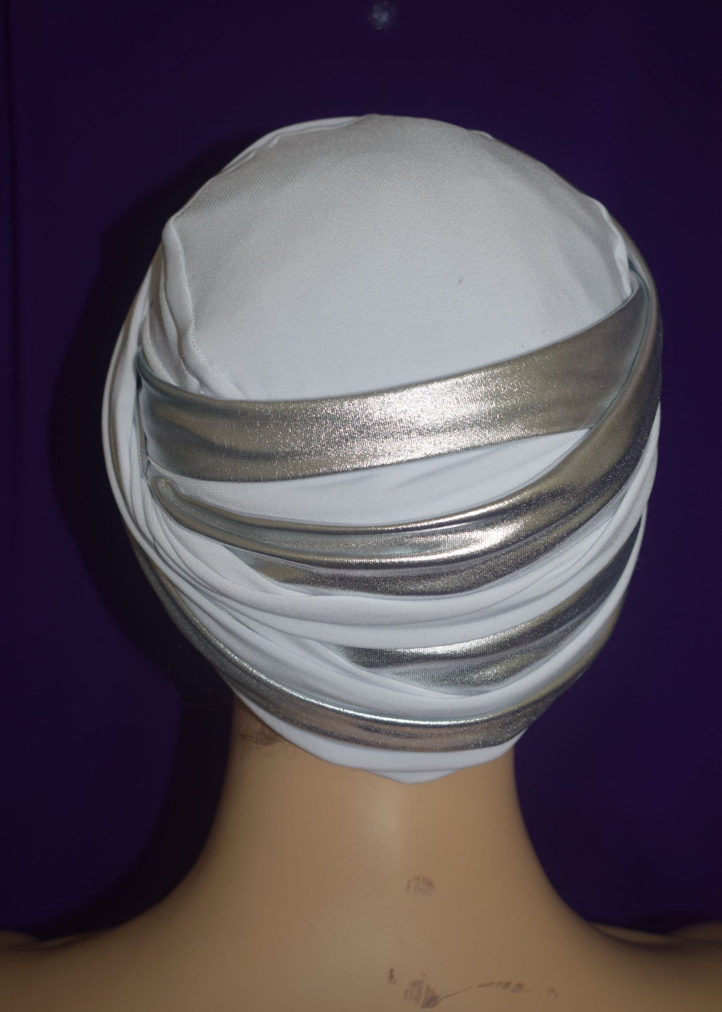 The Queen White n Silver EZ PZ Turban