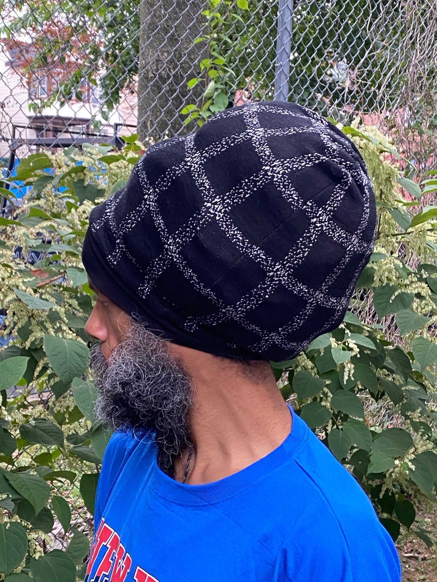 Black n White Squares Stretch Hat