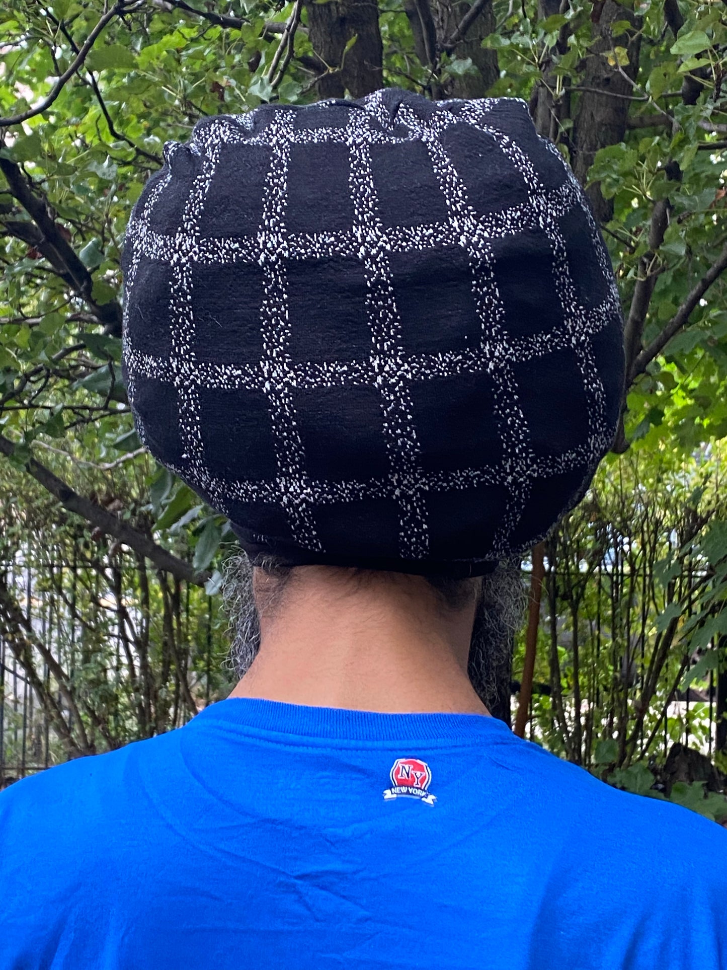 Black n White Squares Stretch Hat