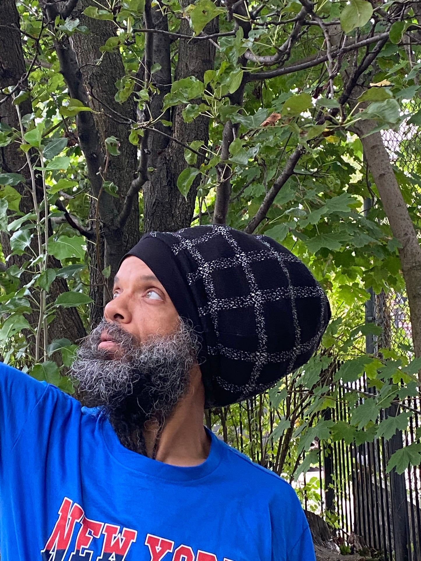 Black n White Squares Stretch Hat