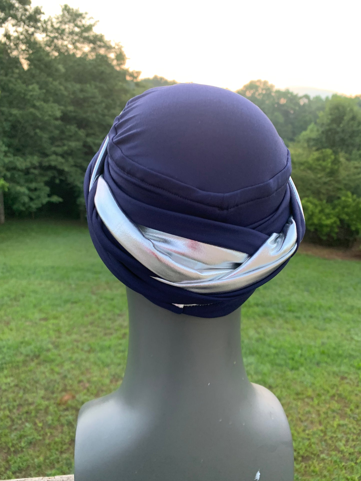 The King Navy n Silver EZ PZ Turban