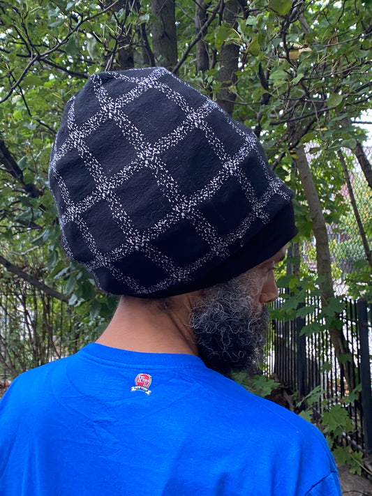 Black n White Squares Stretch Hat