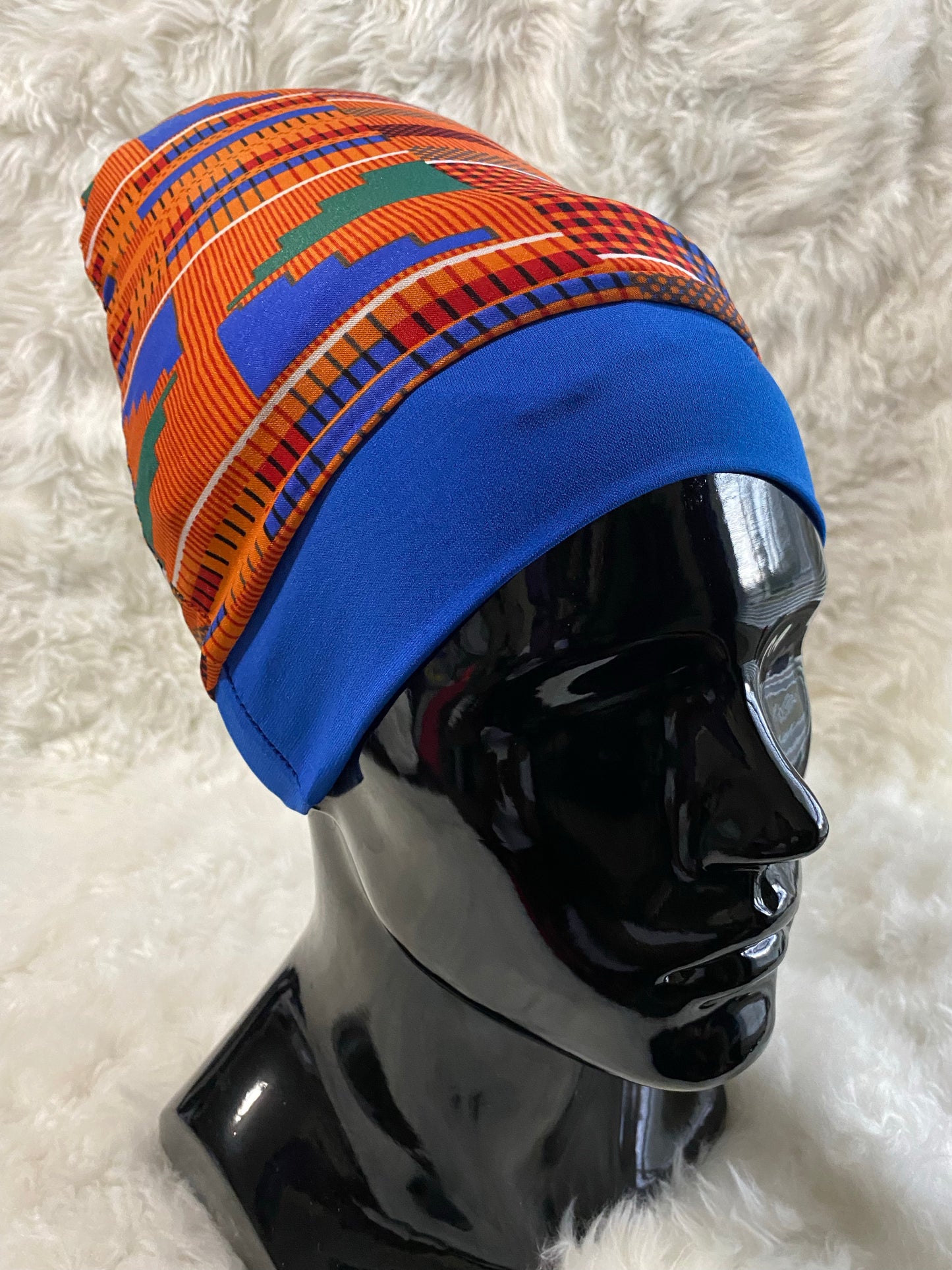 Orange Kente Stretch Hat