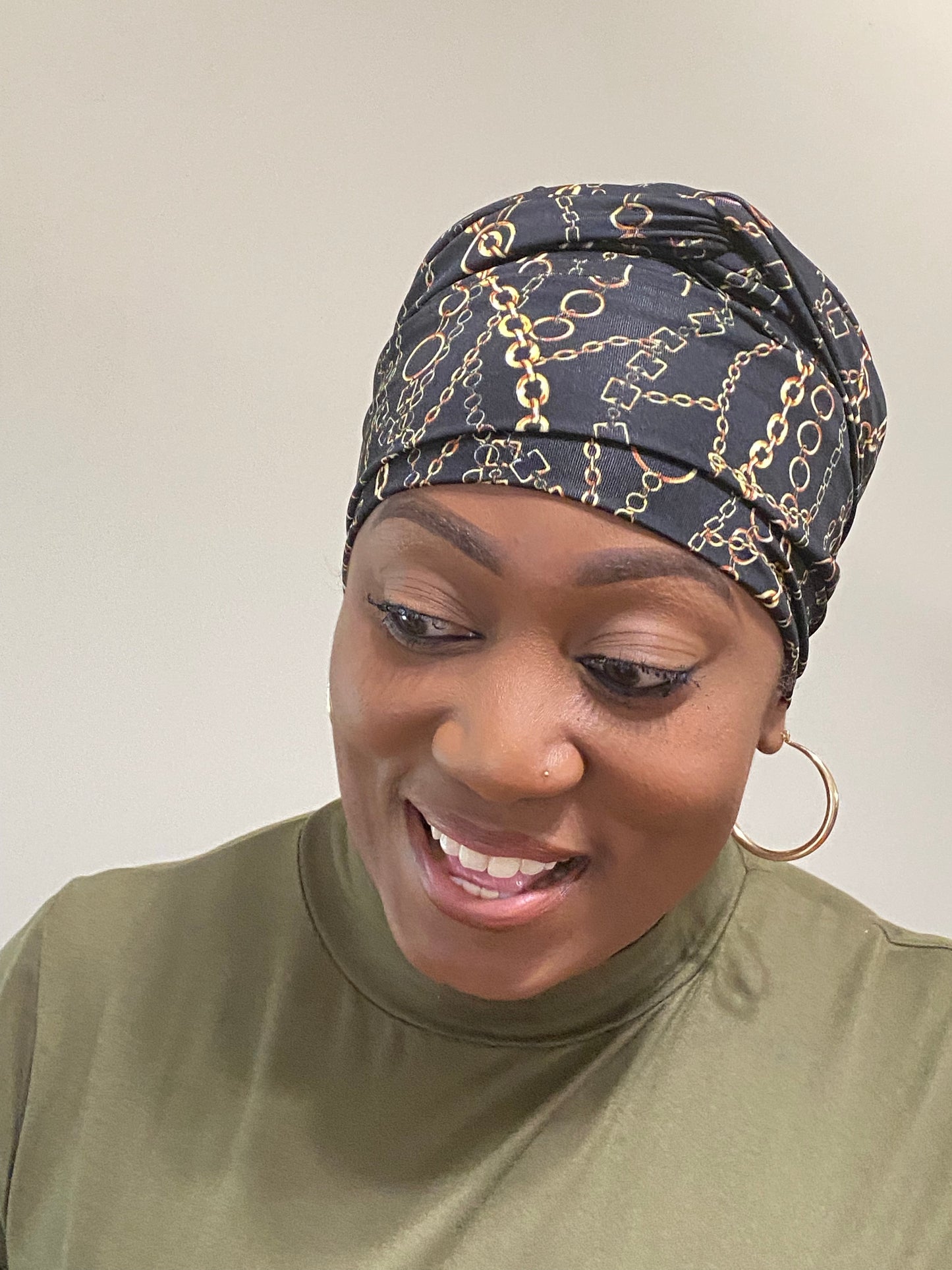 Women Golden Links EZ PZ Turban Wrap