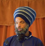 Navy and Cream Stretch Hat