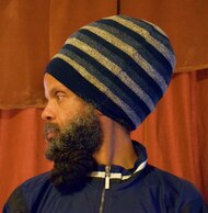 Navy and Cream Stretch Hat