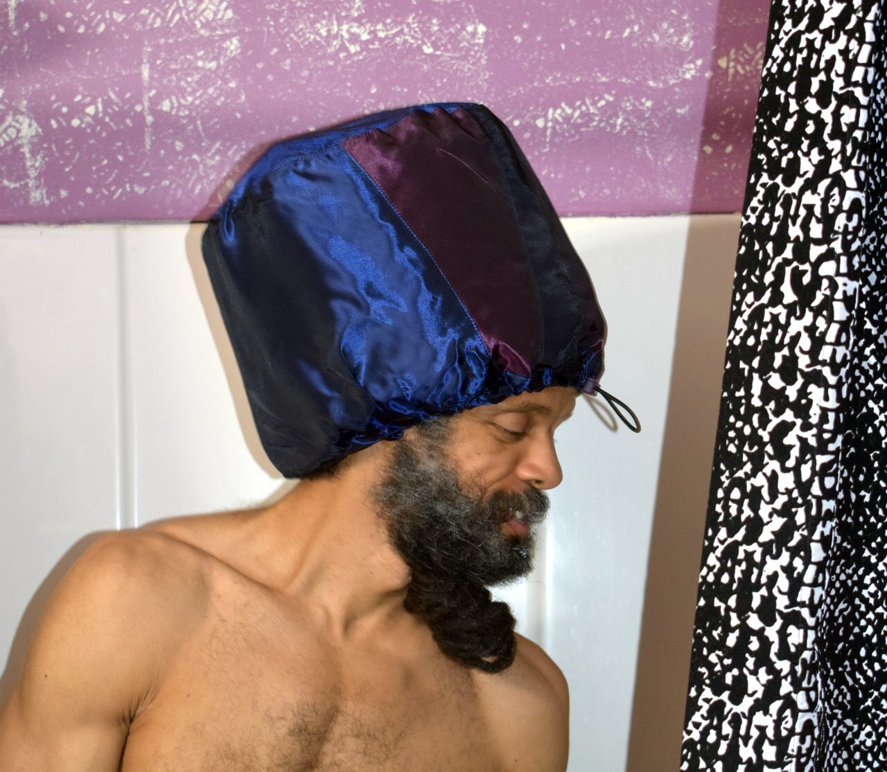 Navy & Plum Adjustable Shower Cap