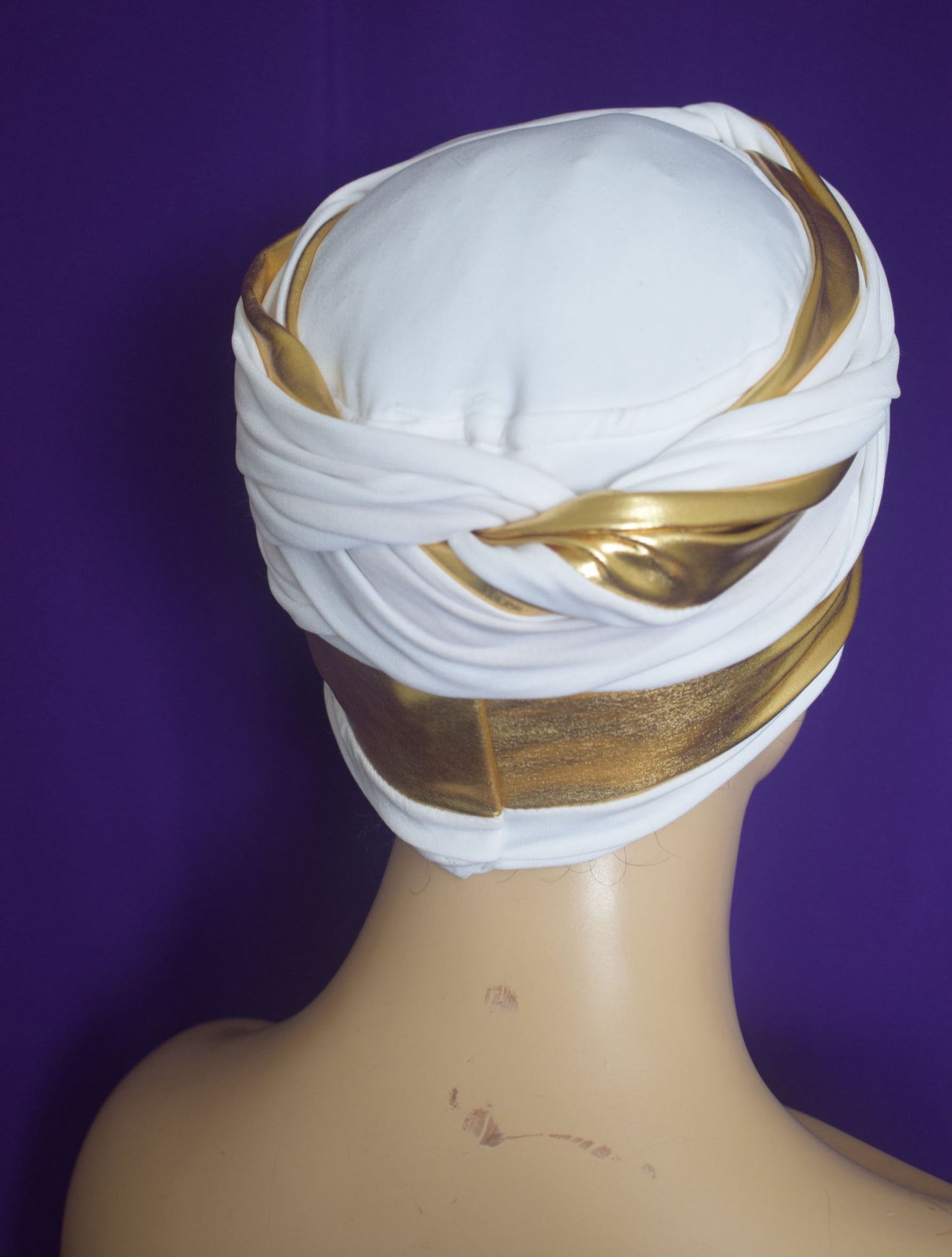 The Queen White n Gold EZ PZ Turban