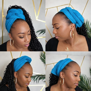 Turquoise Blue  Stretch Headwrap – Style 4 Ways