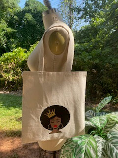 Natural Afro Queen Canvas Tote Bag