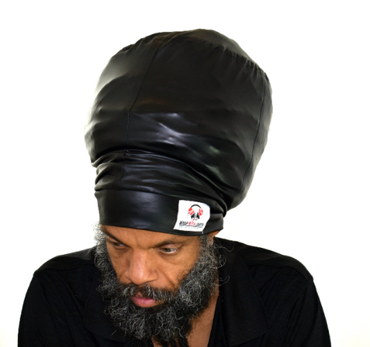 Black Pleather Stretch Hat