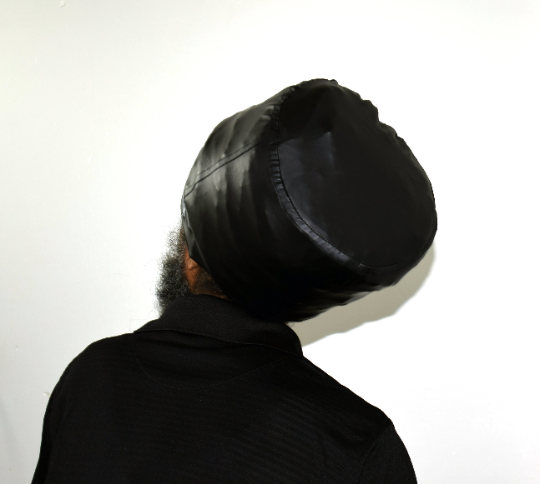 Black Pleather Stretch Hat
