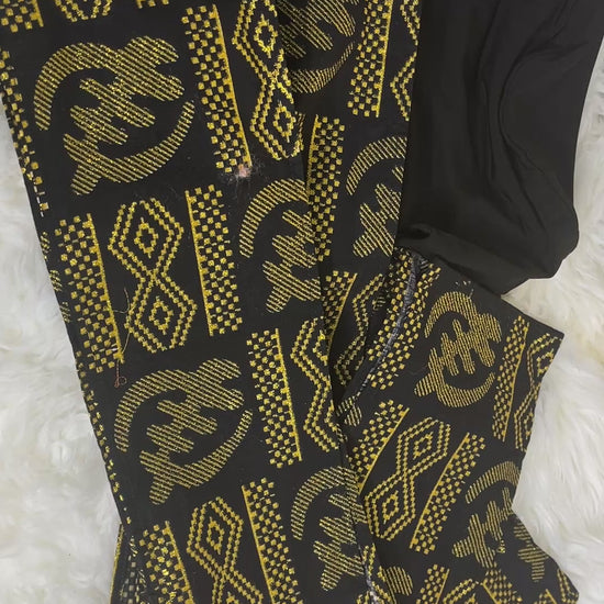 Black EZ PZ Turban With Black &  Gold Gye Nyame Cotton Band