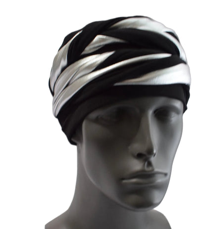EZ PZ Turban™- Black n Silver