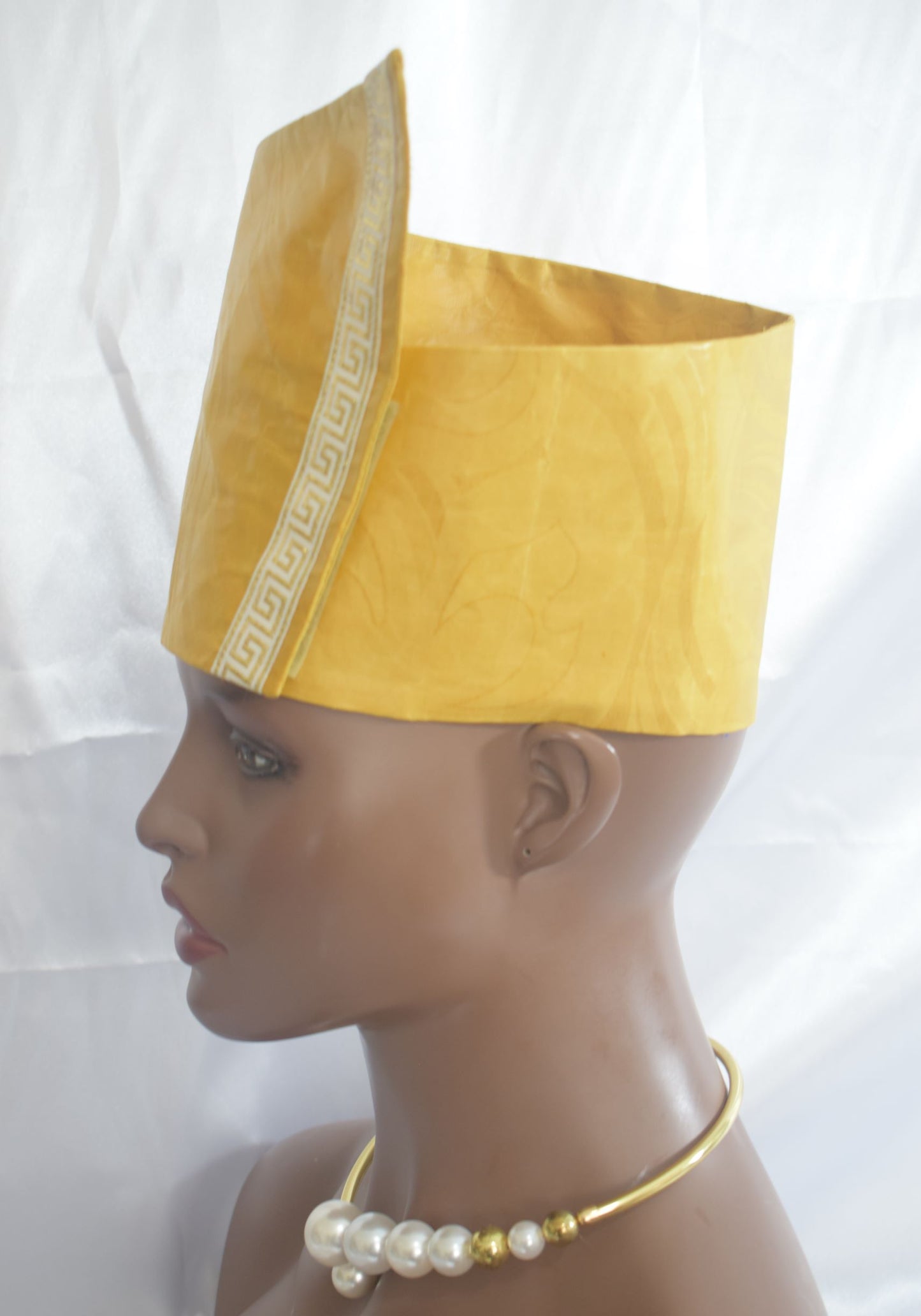 Gold African Brocade Wrap Around Hat