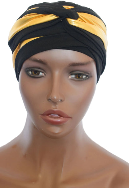EZ PZ Turban™-Black n Gold