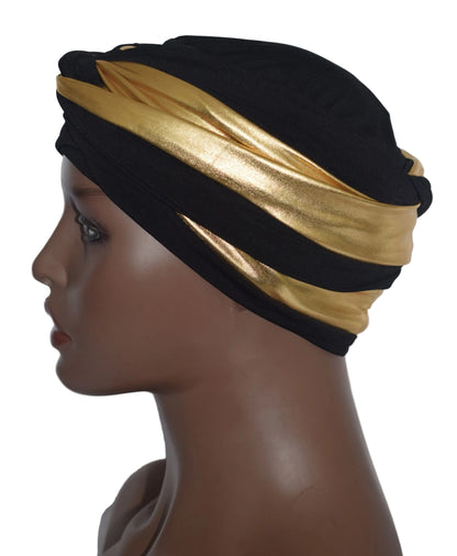EZ PZ Turban™-Black n Gold