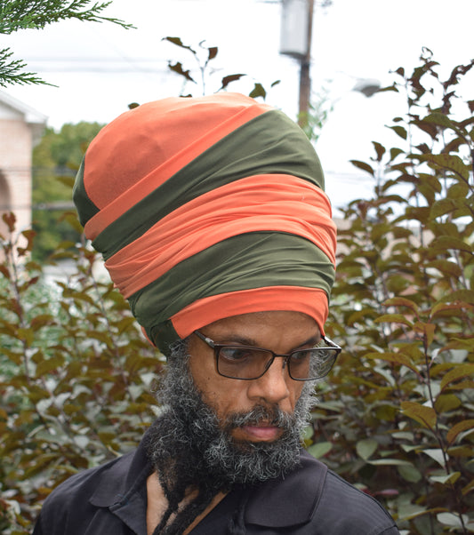 Volume Loc Wrap (Tubular Headwrap) -Orange & Olive