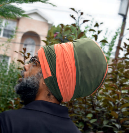 Volume Loc Wrap (Tubular Headwrap) -Orange & Olive