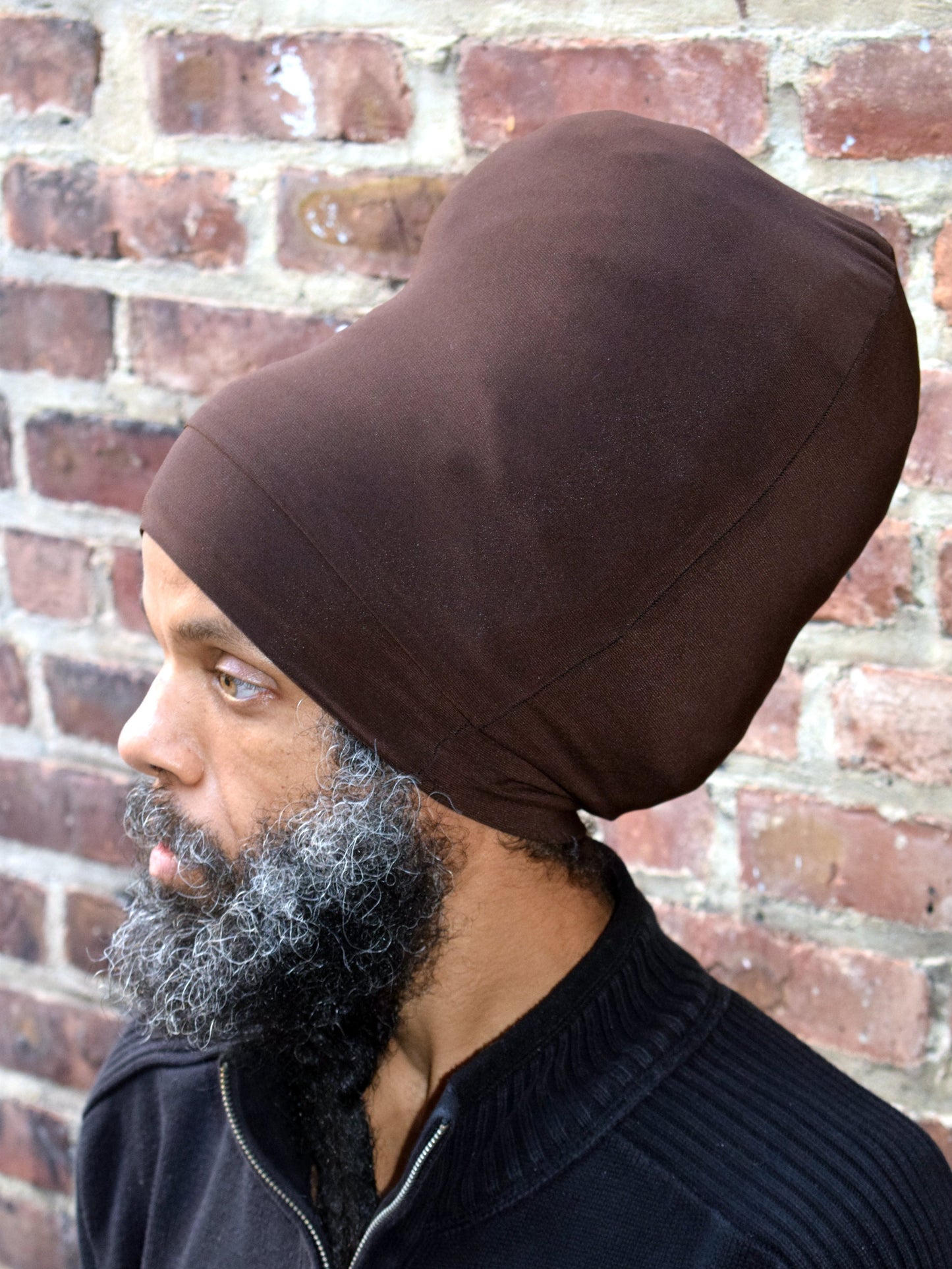 Brown Stretch Hat- Side View.