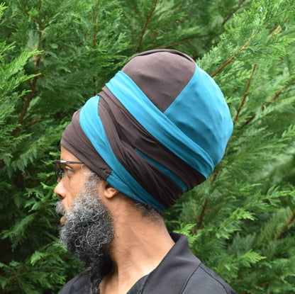 Volume Loc Wrap (Tubular Headwrap)-Brown & Teal