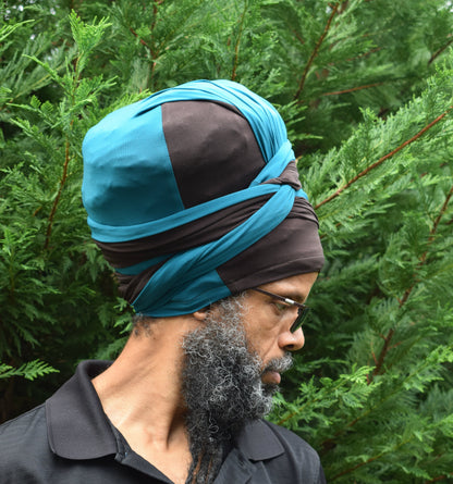 Volume Loc Wrap (Tubular Headwrap)-Brown & Teal