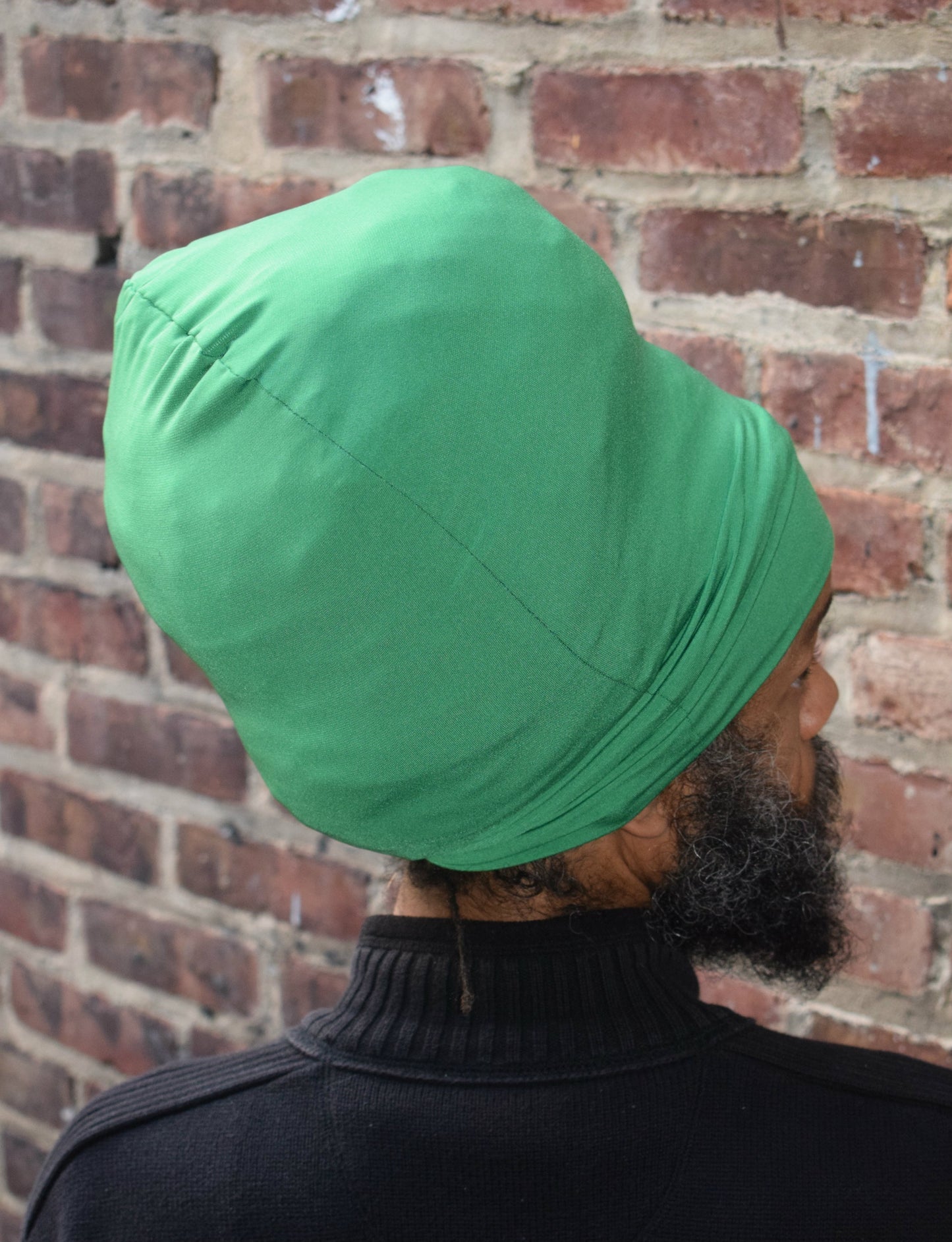 Emerald Green stretch hat - back view.