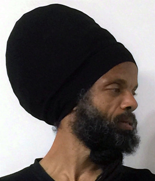 Black hat for dread locs-| Unisex |Side view.