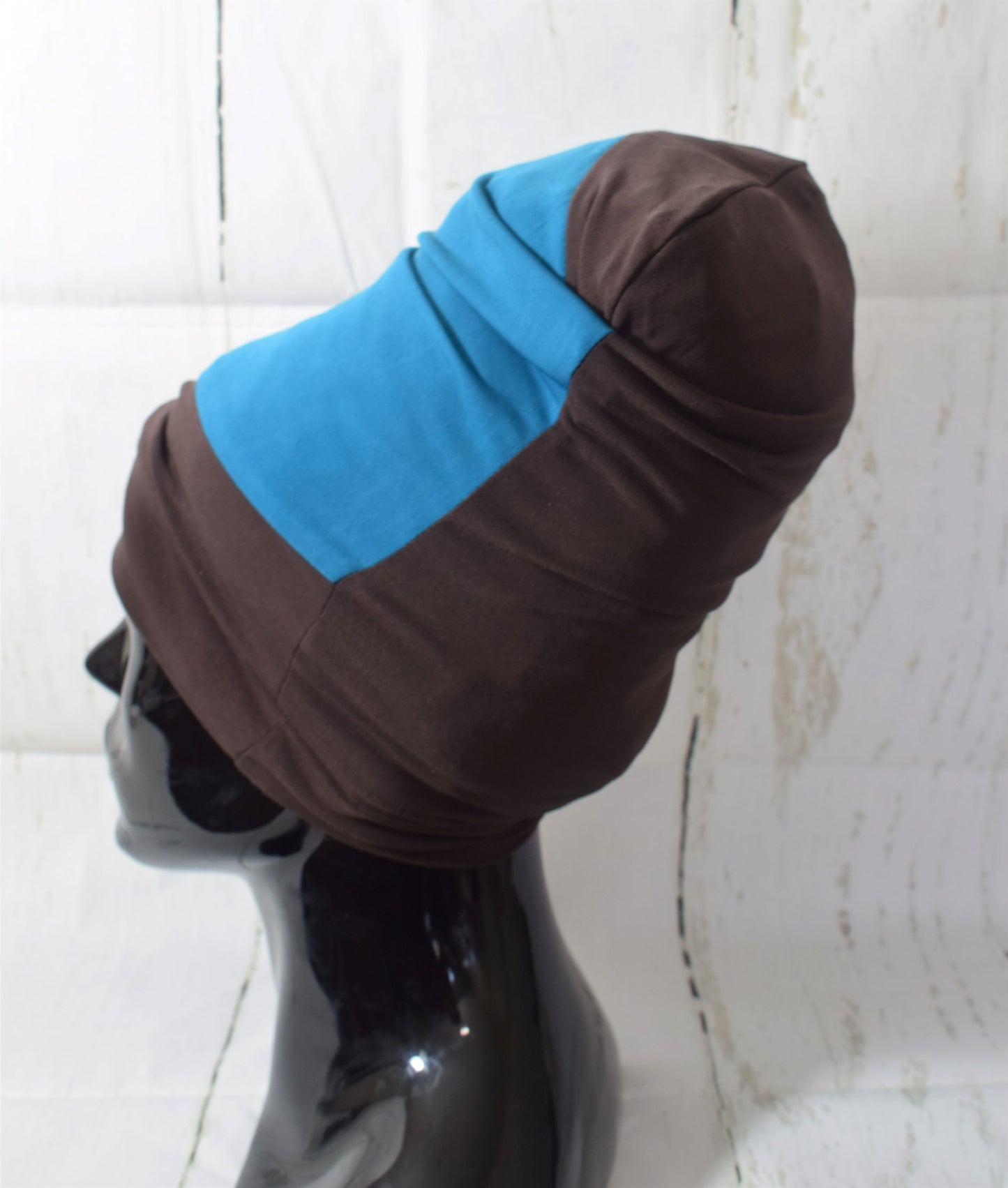 Turquoise n Brown Stretch Hat
