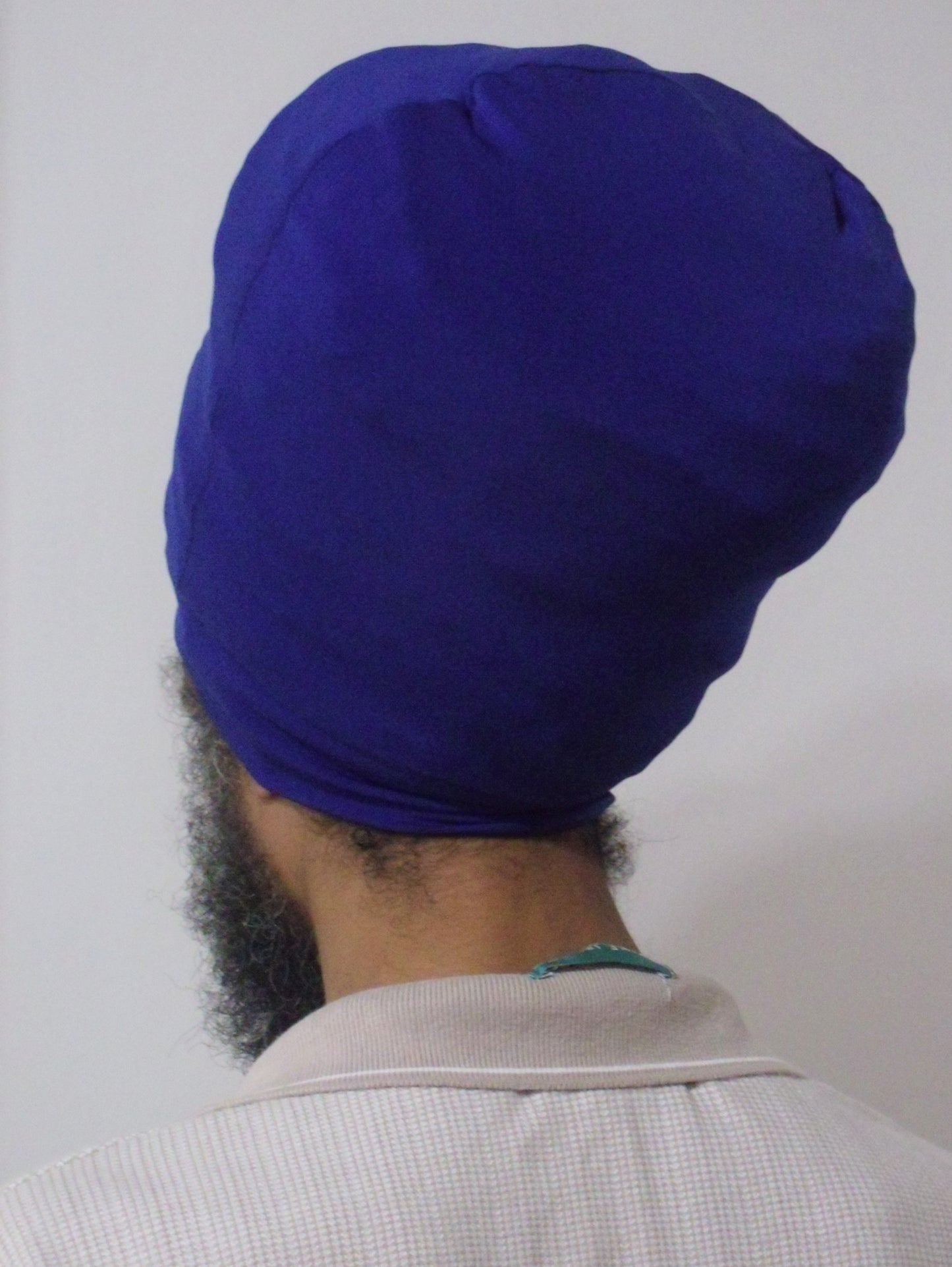 Royal Blue stretch hat - back view.