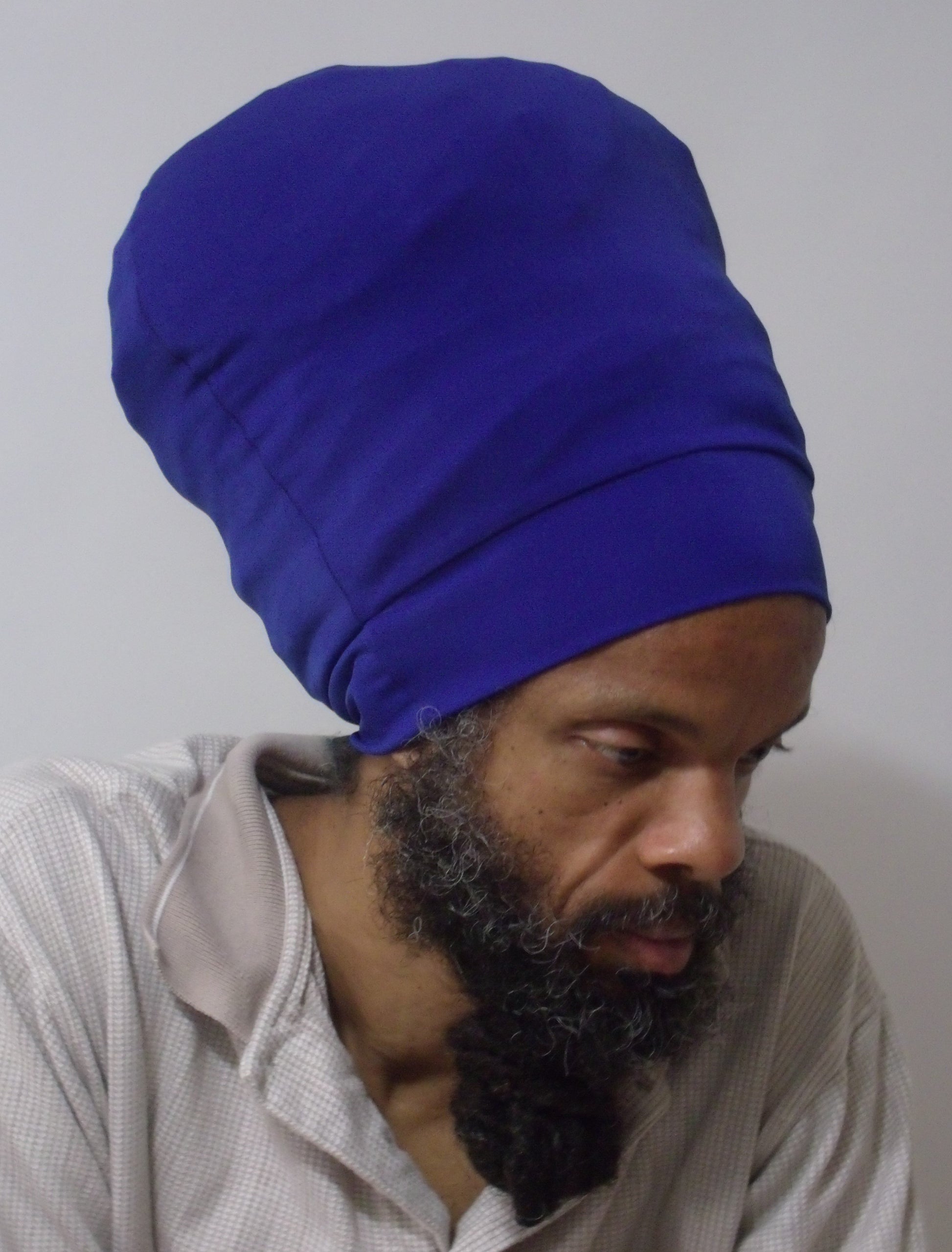 Royal Blue stretch hat - front view.