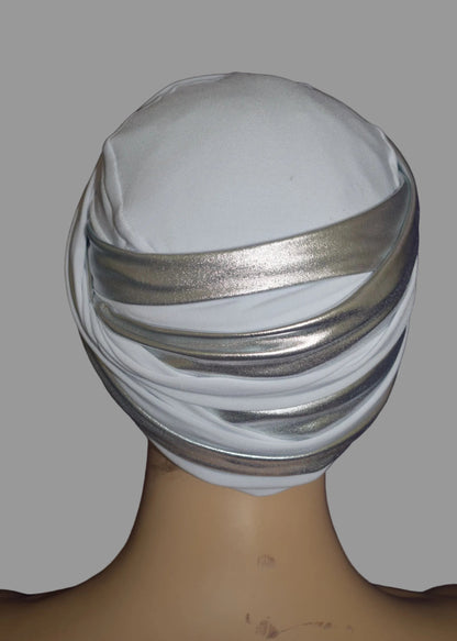 EZ PZ Turban™ -White n Silver