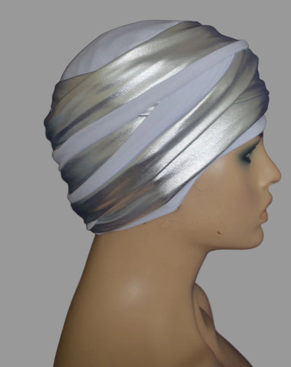 EZ PZ Turban™ -White n Silver