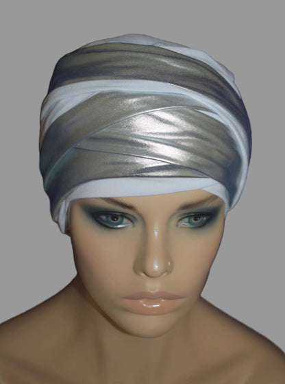 EZ PZ Turban™ -White n Silver