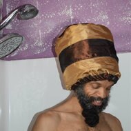 Load image into Gallery viewer, Gold &amp; Brown Adjustable Shower Cap
