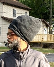 Gray Ribbed Stretch Hat